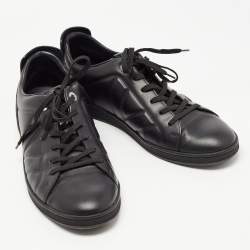 Louis Vuitton Black Leather Low Top Sneakers Size 42.5 