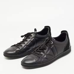 Louis Vuitton Black Leather Low Top Sneakers Size 42.5 