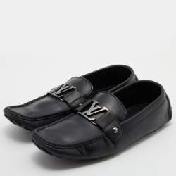 Louis Vuitton Black Leather Monte Carlo Slip On Loafers Size 42.5