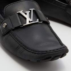 Louis Vuitton Black Leather Monte Carlo Slip On Loafers Size 42.5