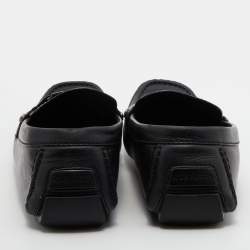 Louis Vuitton Black Leather Monte Carlo Slip On Loafers Size 42.5