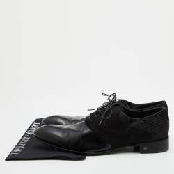 Pre Owned Louis Vuitton Black Damier Fabric, Suede and Leather Lace Up Oxfords Size 43