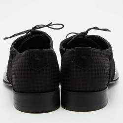 Pre Owned Louis Vuitton Black Damier Fabric, Suede and Leather Lace Up Oxfords Size 43
