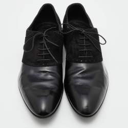 Pre Owned Louis Vuitton Black Damier Fabric, Suede and Leather Lace Up Oxfords Size 43