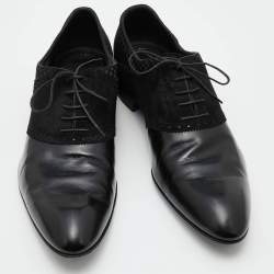 Pre Owned Louis Vuitton Black Damier Fabric, Suede and Leather Lace Up Oxfords Size 43