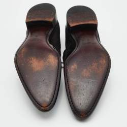 Pre Owned Louis Vuitton Black Damier Fabric, Suede and Leather Lace Up Oxfords Size 43