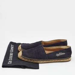 Pre Owned Louis Vuitton Navy Blue Suede Espadrille Flats Size 43