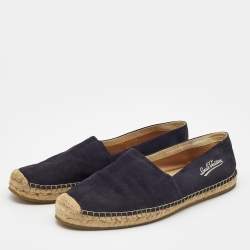 Pre Owned Louis Vuitton Navy Blue Suede Espadrille Flats Size 43