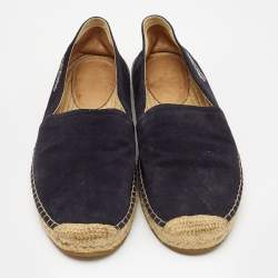 Pre Owned Louis Vuitton Navy Blue Suede Espadrille Flats Size 43