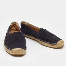 Pre Owned Louis Vuitton Navy Blue Suede Espadrille Flats Size 43