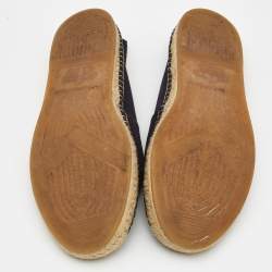 Pre Owned Louis Vuitton Navy Blue Suede Espadrille Flats Size 43
