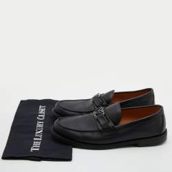 Pre Owned Louis Vuitton Black Leather Major Slip On Loafers Size 40