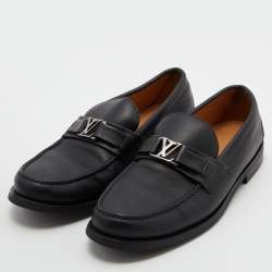 Pre Owned Louis Vuitton Black Leather Major Slip On Loafers Size 40