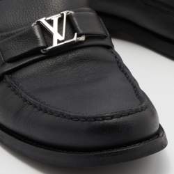 Pre Owned Louis Vuitton Black Leather Major Slip On Loafers Size 40