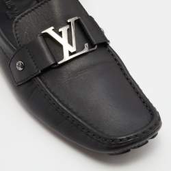Louis Vuitton Black Leather Monte Carlo Slip On Loafers Size 43