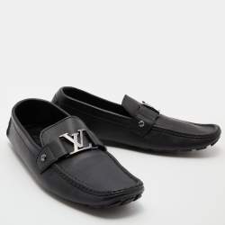 Louis Vuitton Black Leather Monte Carlo Slip On Loafers Size 43