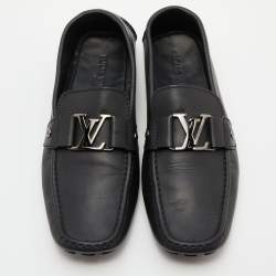 Louis Vuitton Black Leather Monte Carlo Slip On Loafers Size 43