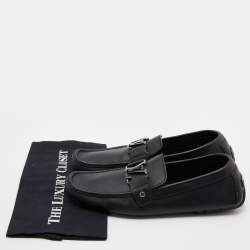 Louis Vuitton Black Leather Monte Carlo Slip On Loafers Size 43
