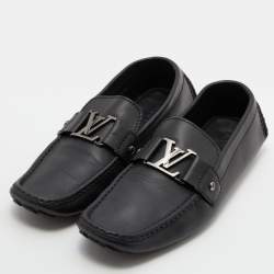 Louis Vuitton Black Leather Monte Carlo Slip On Loafers Size 43