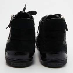 Pre Owned حذاء رياضي لوي فيتون جلد وكانفاس دامييه إيبين أسود رباط بعنق مرتفع مقاس 41