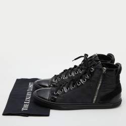 Pre Owned حذاء رياضي لوي فيتون جلد وكانفاس دامييه إيبين أسود رباط بعنق مرتفع مقاس 41