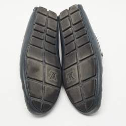 Pre Owned Louis Vuitton Grey Leather Slip On Driving Loafers Size 43