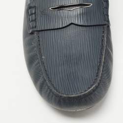 Pre Owned Louis Vuitton Grey Leather Slip On Driving Loafers Size 43