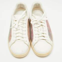 Louis Vuitton White Leather and PVC Luxembourg Sneakers Size 41