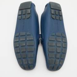 Louis Vuitton Blue Leather Ribbon Monte Carlo Slip On Loafers Size 42