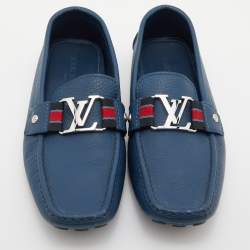 Louis Vuitton Blue Leather Ribbon Monte Carlo Slip On Loafers Size 42