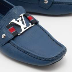 Louis Vuitton Blue Leather Ribbon Monte Carlo Slip On Loafers Size 42