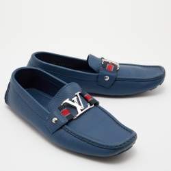 Louis Vuitton Blue Leather Ribbon Monte Carlo Slip On Loafers Size 42