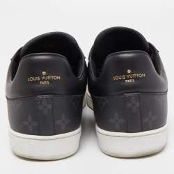 Louis Vuitton Black Monogram Leather Eclipse Frontrow Low Top Sneakers Size 43.5