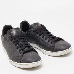 Louis Vuitton Black Monogram Leather Eclipse Frontrow Low Top Sneakers Size 43.5