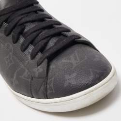 Louis Vuitton Black Monogram Leather Eclipse Frontrow Low Top Sneakers Size 43.5
