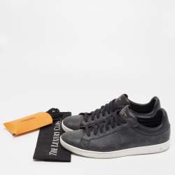 Louis Vuitton Black Monogram Leather Eclipse Frontrow Low Top Sneakers Size 43.5