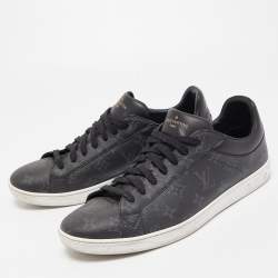 Louis Vuitton Black Monogram Leather Eclipse Frontrow Low Top Sneakers Size 43.5