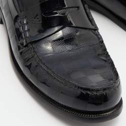Louis Vuitton Black Damier Infini Patent Leather Loafers Size 41.5