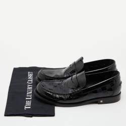 Louis Vuitton Black Damier Infini Patent Leather Loafers Size 41.5