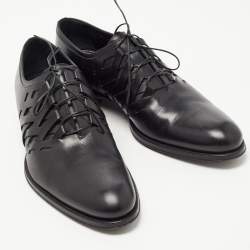 Louis Vuitton Black Leather Cut Out Lace Up Oxfords Size 41