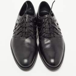 Louis Vuitton Black Leather Cut Out Lace Up Oxfords Size 41