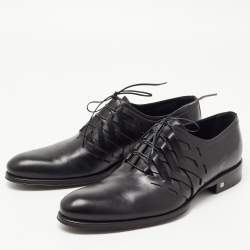 Louis Vuitton Black Leather Cut Out Lace Up Oxfords Size 41