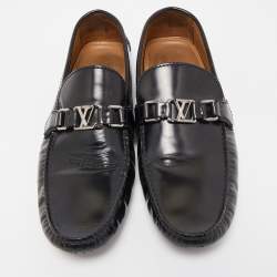 Louis Vuitton Black Leather Hockenheim Loafers Size 44