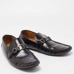 Louis Vuitton Black Leather Hockenheim Loafers Size 44