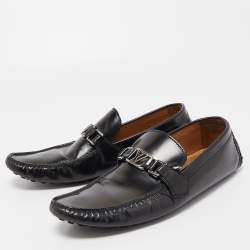 Louis Vuitton Black Leather Hockenheim Loafers Size 44