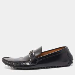 Louis Vuitton Black Leather Hockenheim Loafers Size 44
