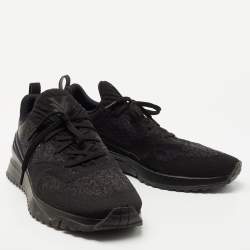 Louis Vuitton Black/Grey Knit Fabric and Leather V.N.R Sneakers Size 42.5