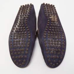 Louis Vuitton Navy Blue/Brown Suede and Leather Hockenheim Slip On Loafers Size 40.5