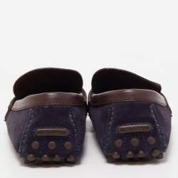 Louis Vuitton Navy Blue/Brown Suede and Leather Hockenheim Slip On Loafers Size 40.5