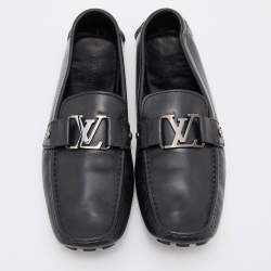 Louis Vuitton Black Leather Monte Carlo Slip On Loafers Size 43.5